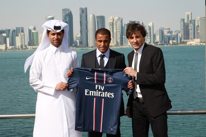 Lucas Moura, Nasser El Khelaifi, Leonardo