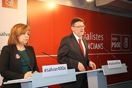Elena Valenciano comparece con Ximo Puig en Valencia