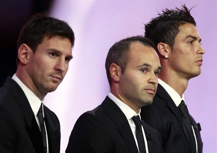 Messi, Iniesta y Cristiano Ronaldo