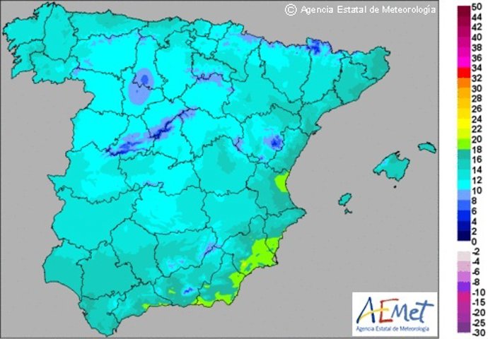 Temperaturas máximas de este domingo