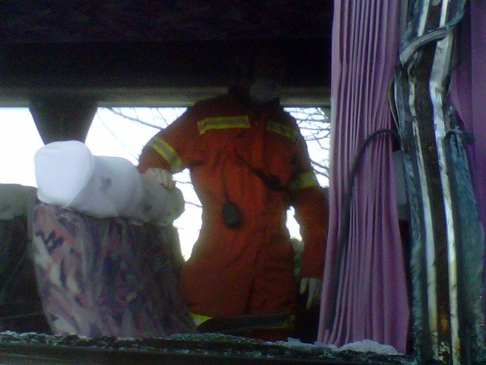 Imagen del autobús escolar accidentado en Xàtiva 