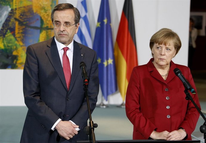 Antonis Samaras y Angela Merkel
