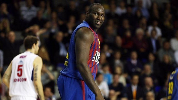 Nathan Jawai, en un partido con el Barça