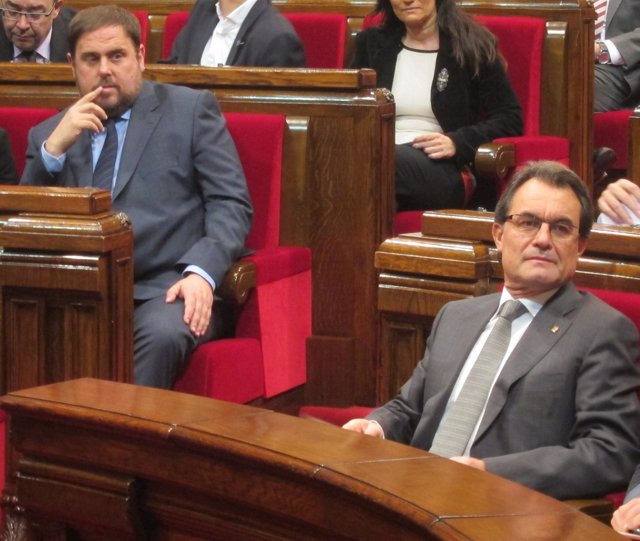 El líder de ERC, Oriol Junqueras, y el presidente de la Generalitat, Artur Mas