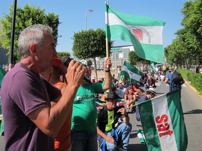 Cañamero, en la marcha del SAT en la provincia de Almería