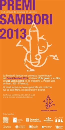 Invitación a la presentación del premio Sambori 2013.