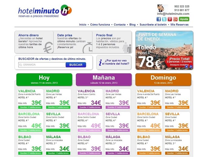 Página web Hotelminuto.Com