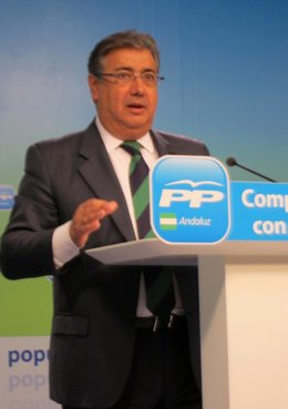 El presidente del PP-A, Juan Ignacio Zoido, hoy en rueda de prensa