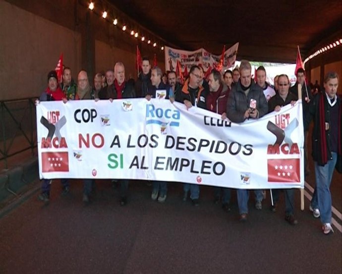 Manifestación de trabajadores de Roca