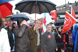 Francisco Jorquera en la manifestación contra la eestructuración de Novagalicia