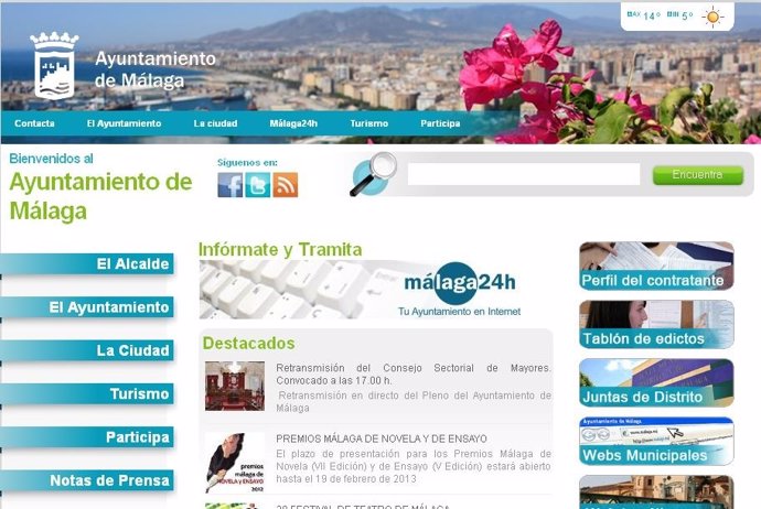 Página web del Ayuntamiento de Málaga