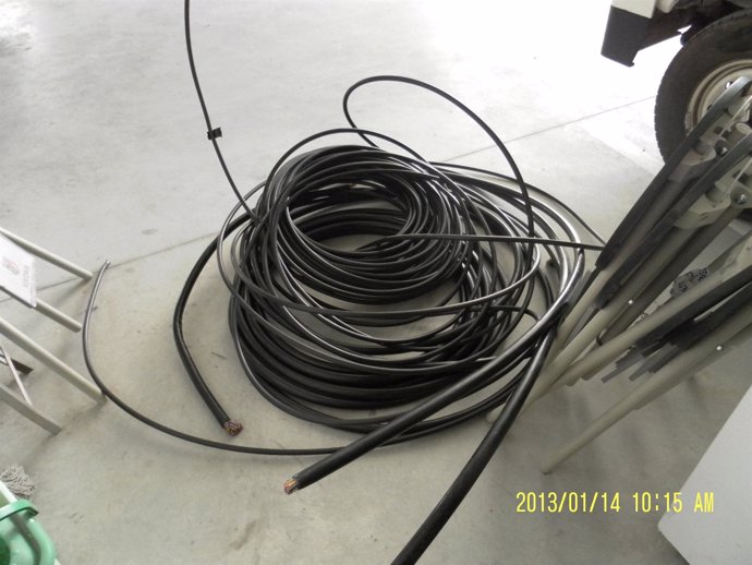 Cable de cobre recuperado por la Policía Local de Jijona