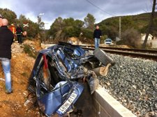Coche arrollado en Siete Aguas