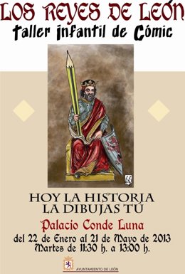 Cartel del taller de cómic sobre los Reyes de León