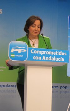 La vicesecretaria de Organización del PP-A, Ana María Corredera, hoy en rueda