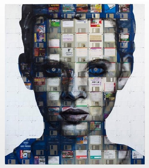 Retratos con disquetes de Nick Gentry