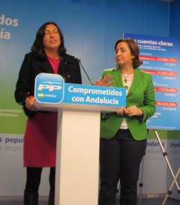 Dolores López Gabarro y Ana María Corredera, del PP-A, hoy en rueda de prensa