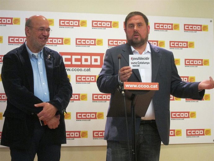 Joan Carles Gallego (CCOO Catalunya) y Oriol Junqueras (ERC)