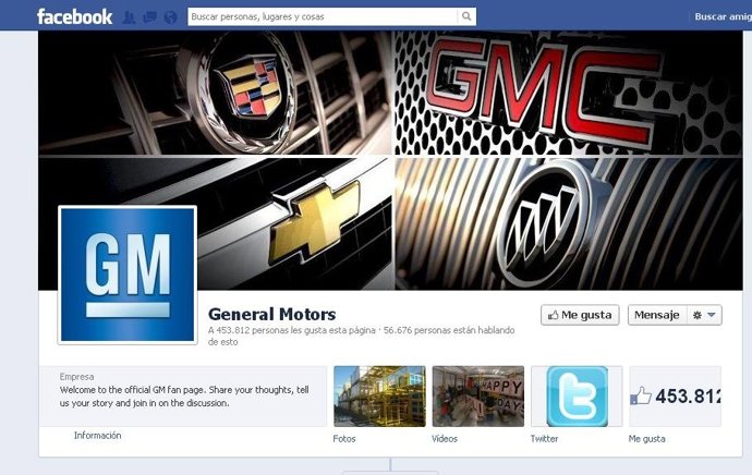 Página General Motors en Facebook