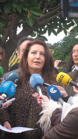 La delegada del Gobierno en Andalucía, Carmen Crespo, en Lucena (Huelva).