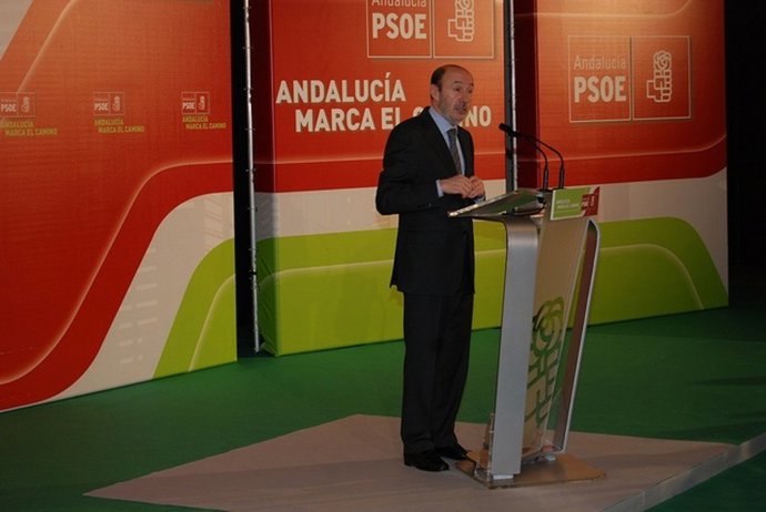 Alfredo Pérez Rubalcaba, este jueves en Sevilla