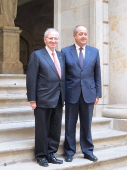 El presidente de la Cámara de Barcelona, Miquel Valls, y el conseller Felip Puig