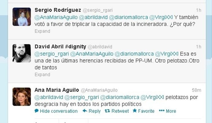 Conversación en twitter sobre la incineradora