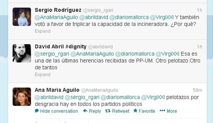 Conversación en twitter sobre la incineradora