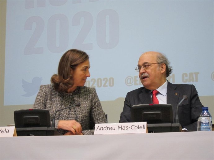 La secr.De Estado de Investig. C.Vela y el conseller de Economía A.Mas-Colell