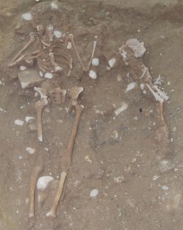 Esqueletos hallados en trabajos de rehabilitación del Palacio del Temple