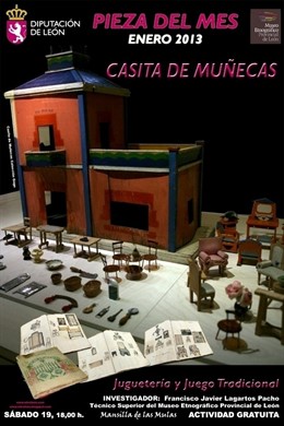 Cártel con la pieza del mes de enero en el Museo Etnográfico de León. 
