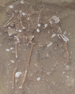 Esqueletos hallados en trabajos de rehabilitación del Palacio del Temple