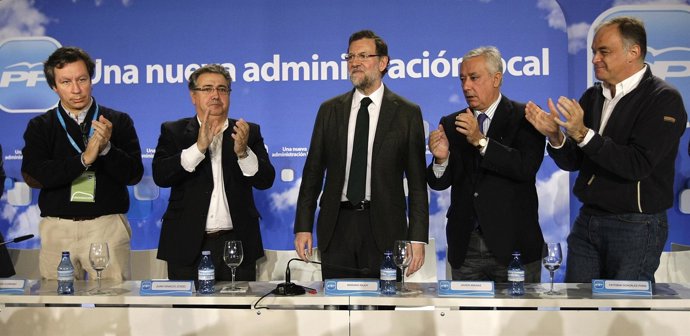 MARIANO RAJOY, JAVIER ARENAS, JUAN IGNACIO ZOIDO Y CARLOS FLORIANO EN LA CLAUSUR