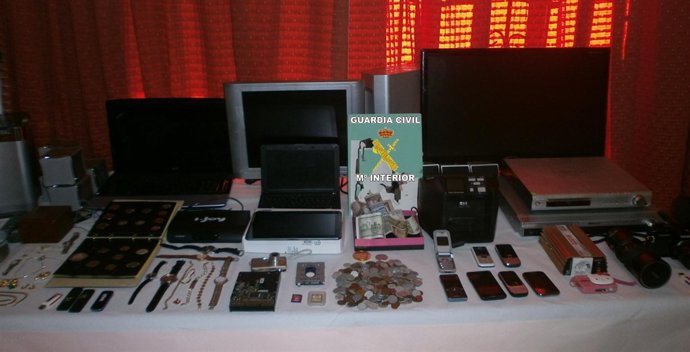 Efectos intervenidos procedentes de los robos