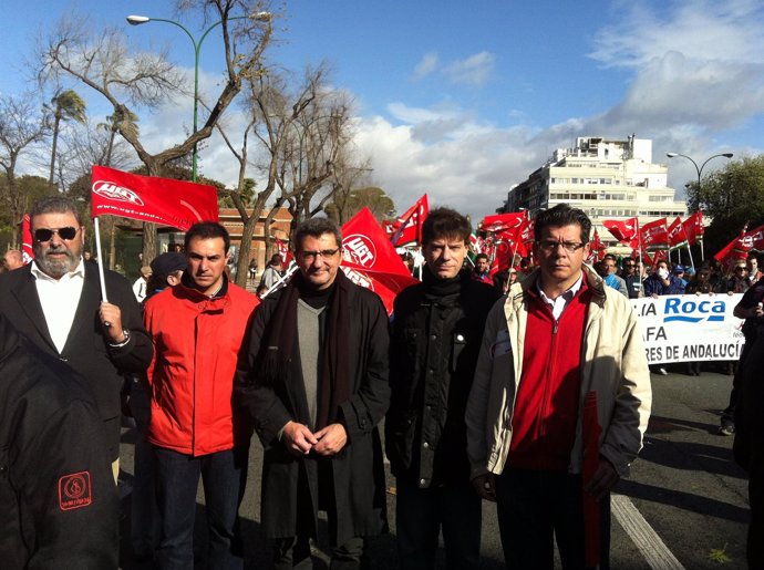 Representantes socialistas en la manifestación de trabajadores de Roca