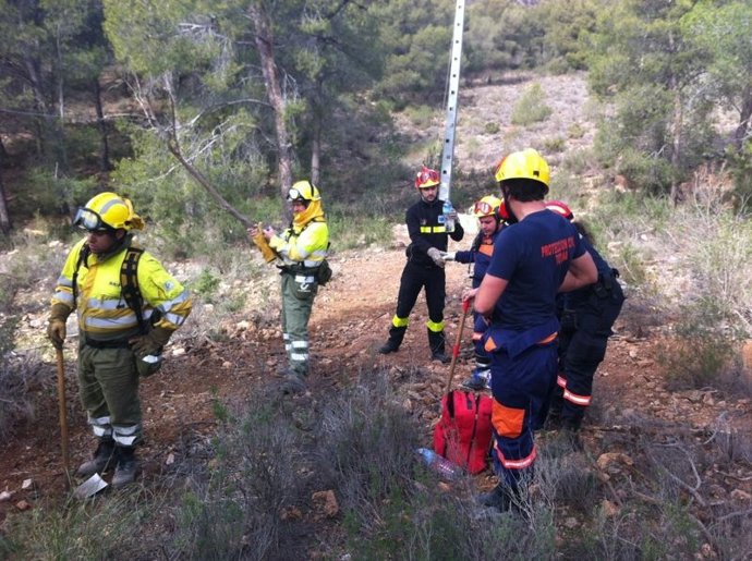 Imagen de los bomberos en el lugar del incendio