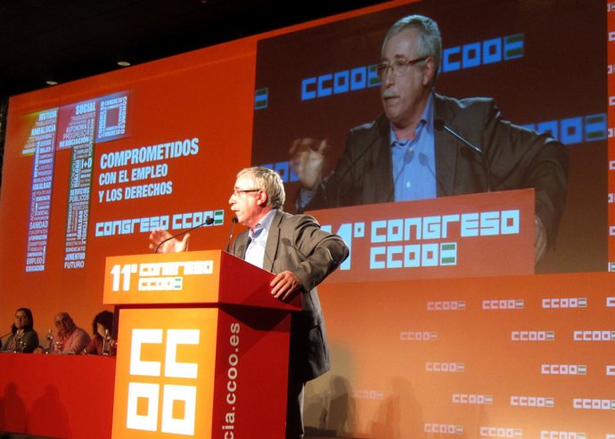 Ignacio Fernández Toxo, en XI Congreso de CCOO-A, en Sevilla.