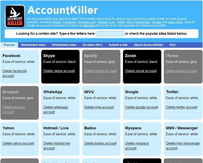 Pantallazo Account Killer