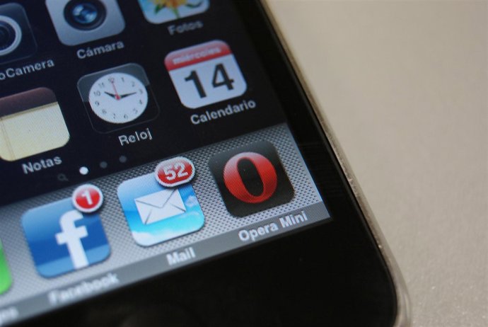 Navegador web Opera Mini en un iPhone