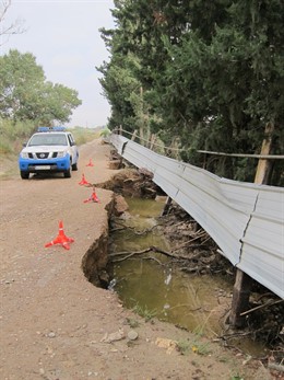 Destrozo de la crecida del Gallego en Peñaflor en octubre de 2012