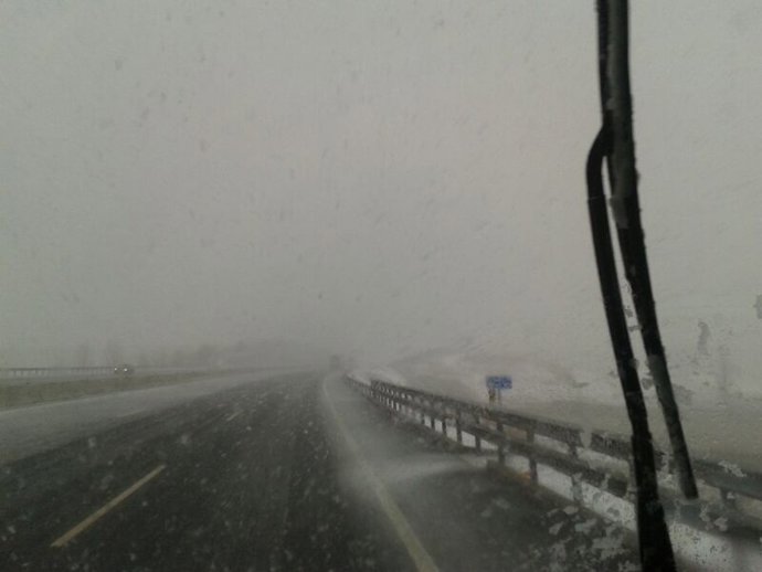Carretera, nieve, nevada, frío