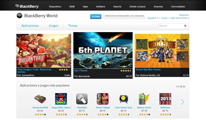 Tienda de aplicaciones BlackBerry World