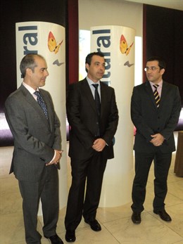 Juan Antonio Pazos, Manuel Gil y Carlos Arrabal, hoy en Sevilla.