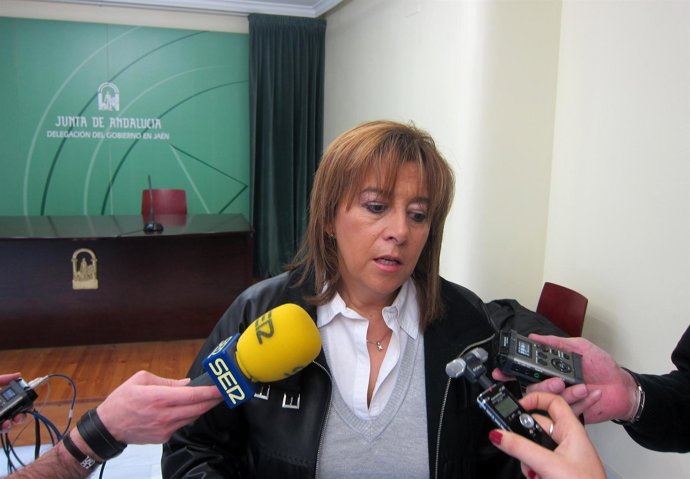 Purificación Gálvez atiende a los periodistas.