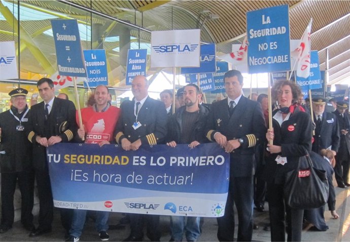 Manifestación Sepla, Tcp, Facua en Barajas