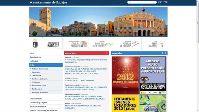 Web del Ayuntamiento de Badajoz