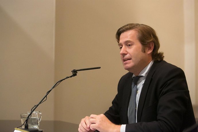 Javier Gomá, durante su intervención en el Museo de Navarra.