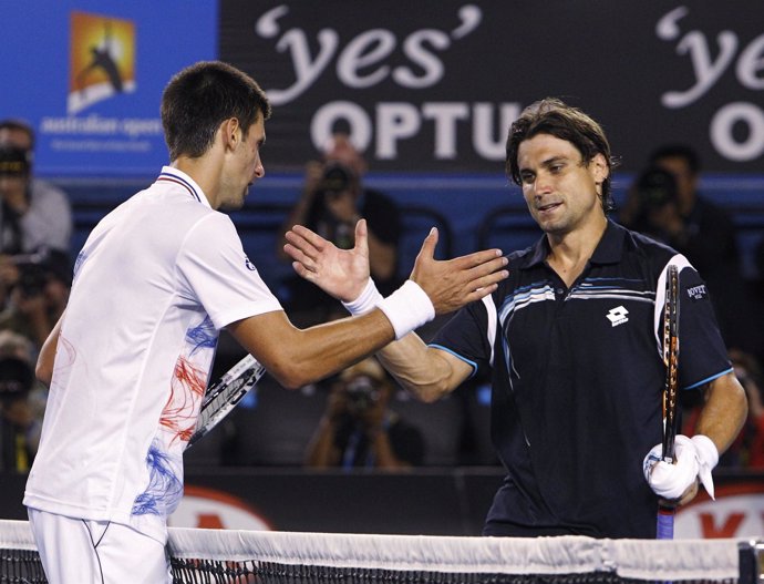 Novak Djokovic y David Ferrer en el Abierto de Australia