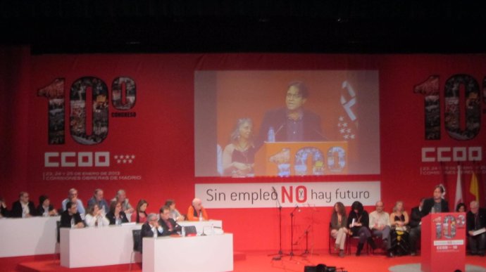 Javier López, durante su intervención en el X Congreso de CC.OO Madrid