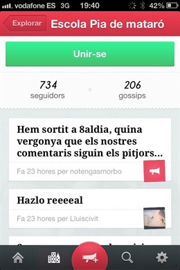 Captura de aplicación  'Gossip'